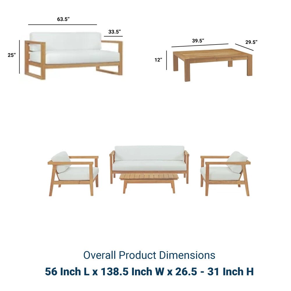 Bayport 4 Piece Outdoor Patio Teak Set - BUILDMYPLACE