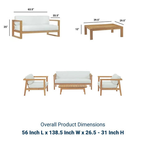 Bayport 4 Piece Outdoor Patio Teak Set - BUILDMYPLACE