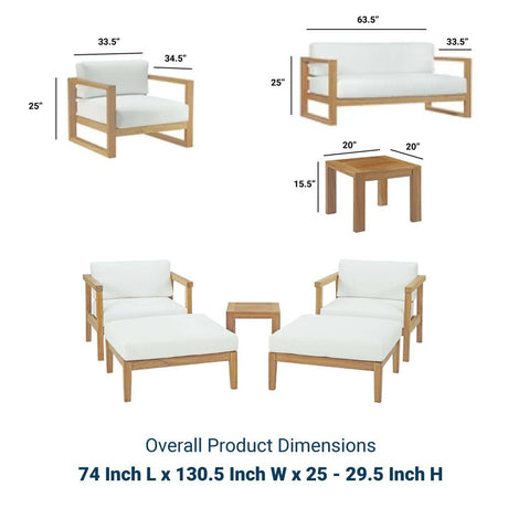 Bayport 5 Piece Outdoor Patio Teak Set - BUILDMYPLACE