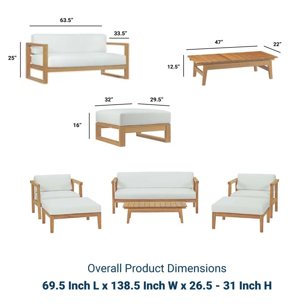 Bayport 6 Piece Outdoor Patio Teak Set - BUILDMYPLACE