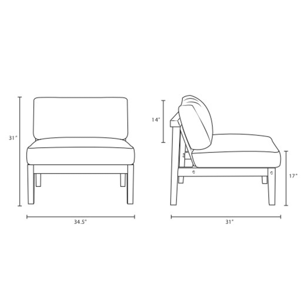 Bayport Outdoor Patio Teak Armless - BUILDMYPLACE