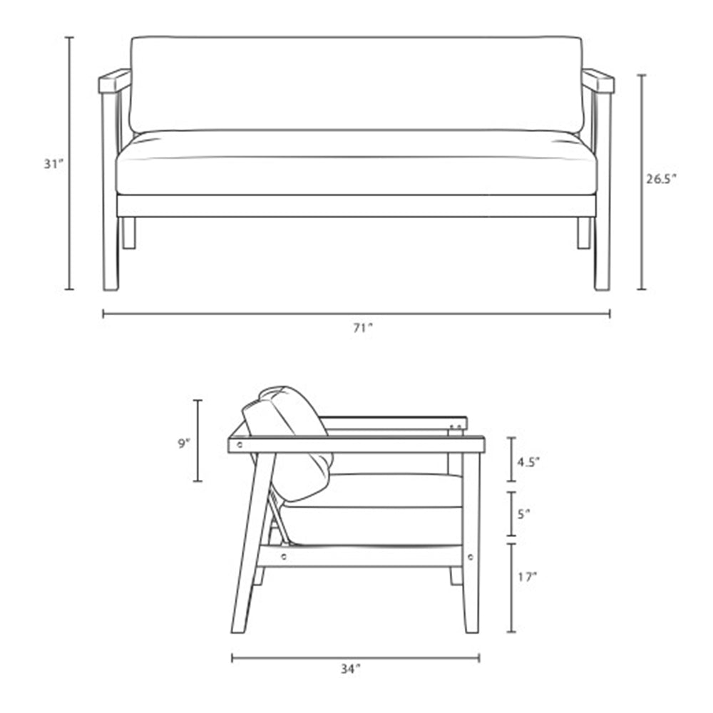 Bayport Outdoor Patio Teak Sofa - BUILDMYPLACE