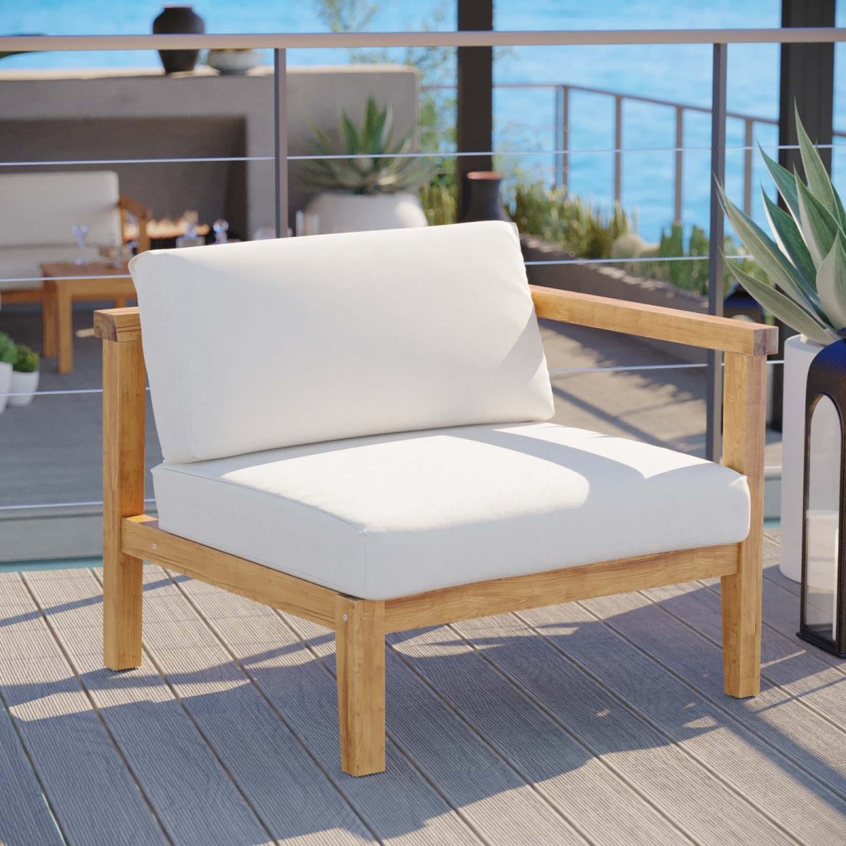 Bayport Outdoor Patio Teak Wood Right - Arm Chair - BUILDMYPLACE