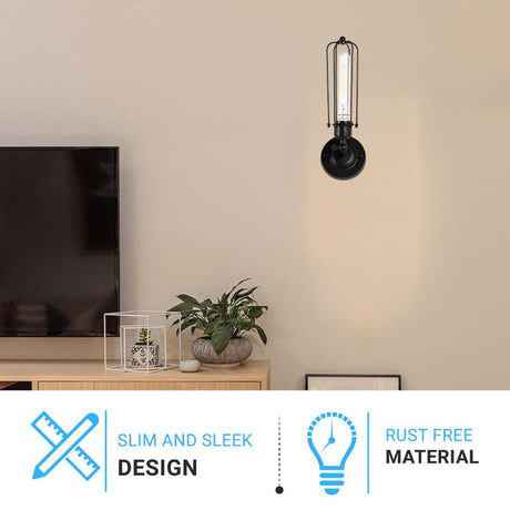 Birdcage Shape Bathroom Light Fixtures, Matte Black Finish, 1 - Light/2 - Light, E26 Base, UL Listed, For Dry Locations, Wall Mount, Bathroom Vanity Lighting - BUILDMYPLACE