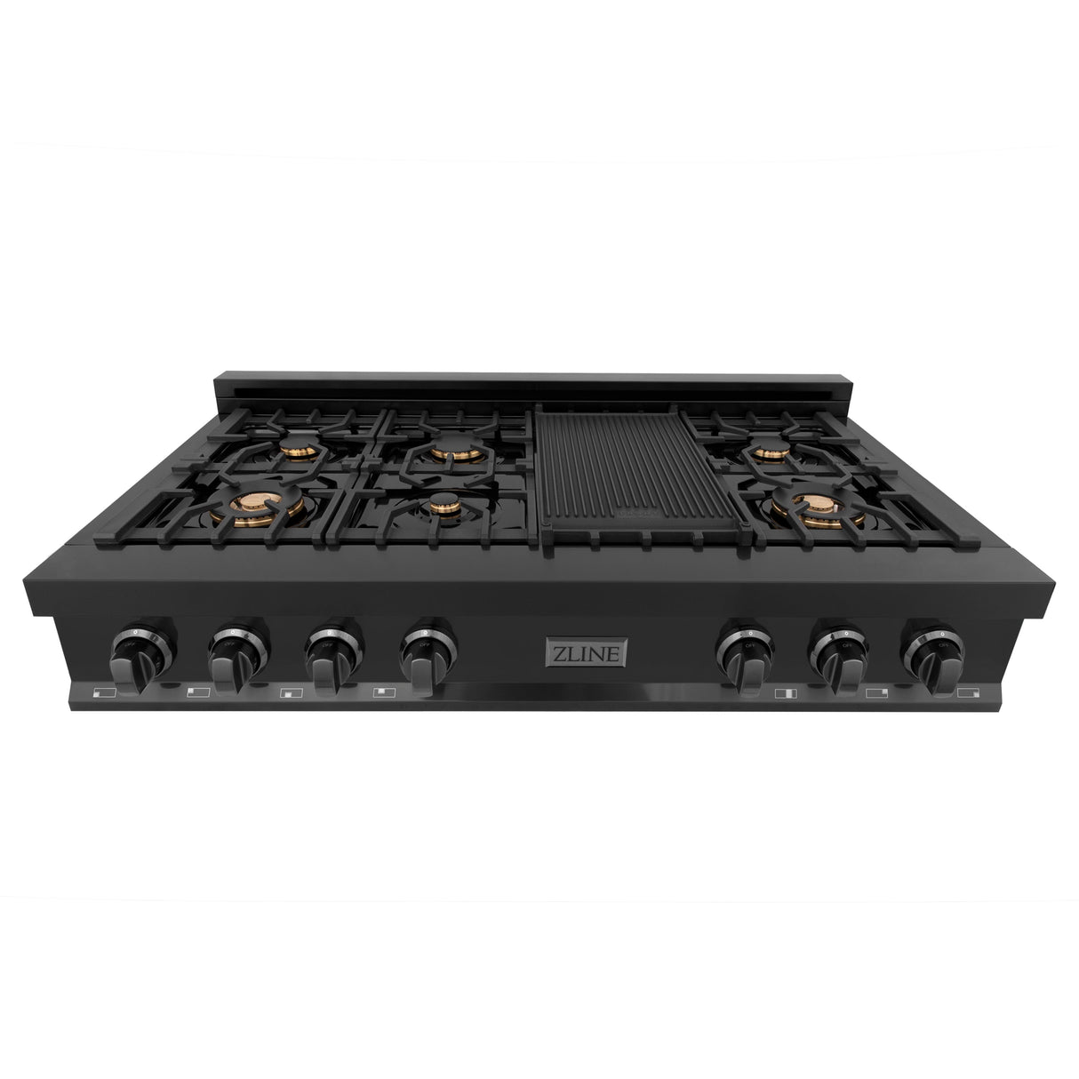 ZLINE 48 in. Legacy Gas Rangetop with 6 Brass Burners and Porcelain Cooktop in Black Stainless Steel (RTB-BR-48)