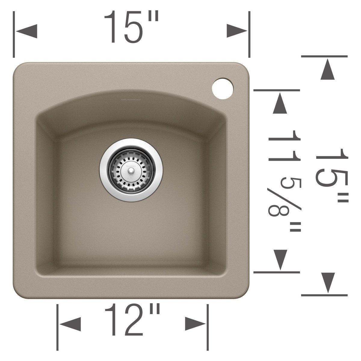 Blanco Diamond Silgranit Drop - In or Undermount Bar Sink, 15" X 15" - BUILDMYPLACE