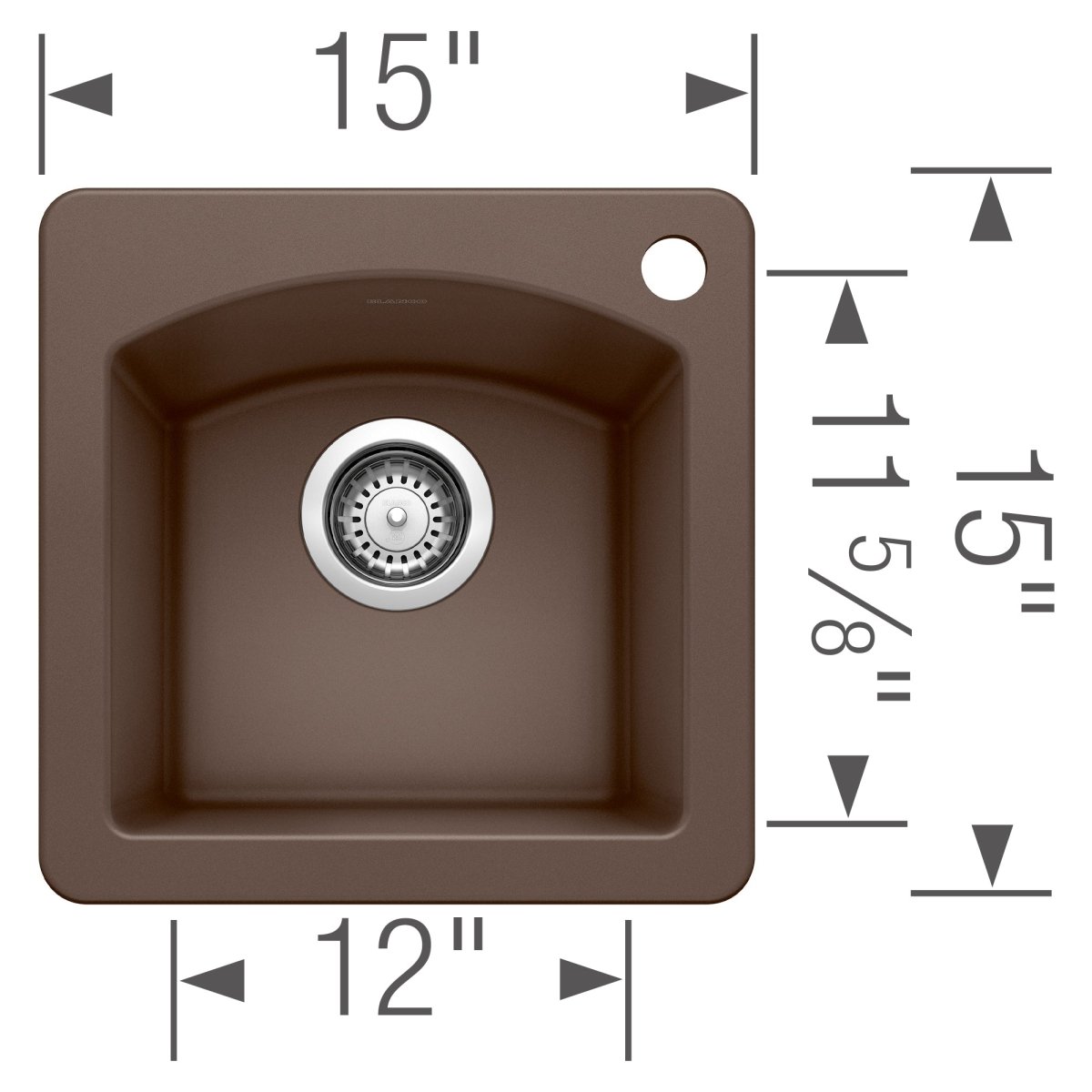 Blanco Diamond Silgranit Drop - In or Undermount Bar Sink, 15" X 15" - BUILDMYPLACE