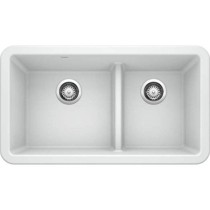 Blanco Ikon 33" Farmhouse Double Basin Silgranit Kitchen Sink - BUILDMYPLACE