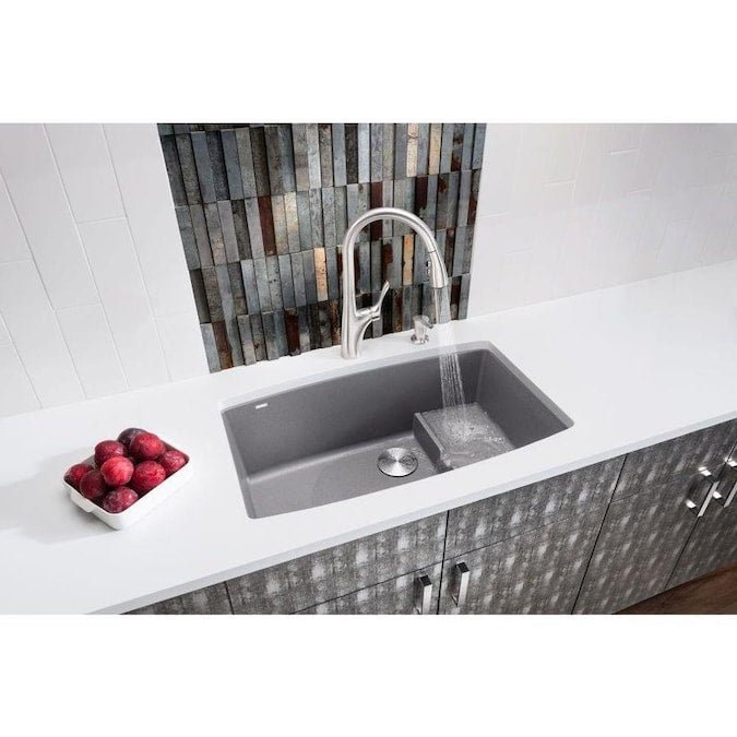 Blanco Performa 32 Inch Cascade Silgranit Undermount Kitchen Sink with Colander - BUILDMYPLACE