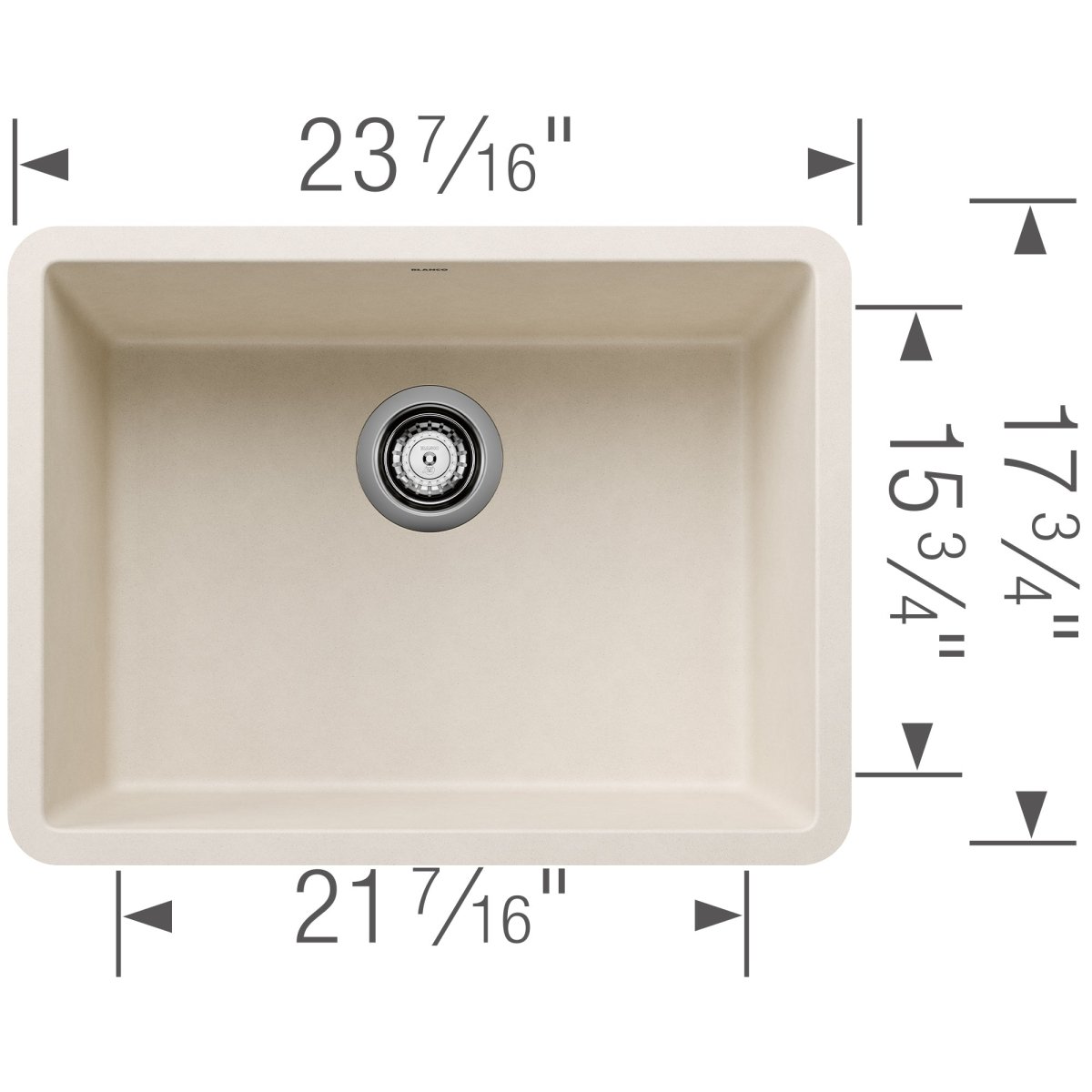 Blanco Precis 24 inch Single Bowl Silgranit Undermount Kitchen Sink - BUILDMYPLACE