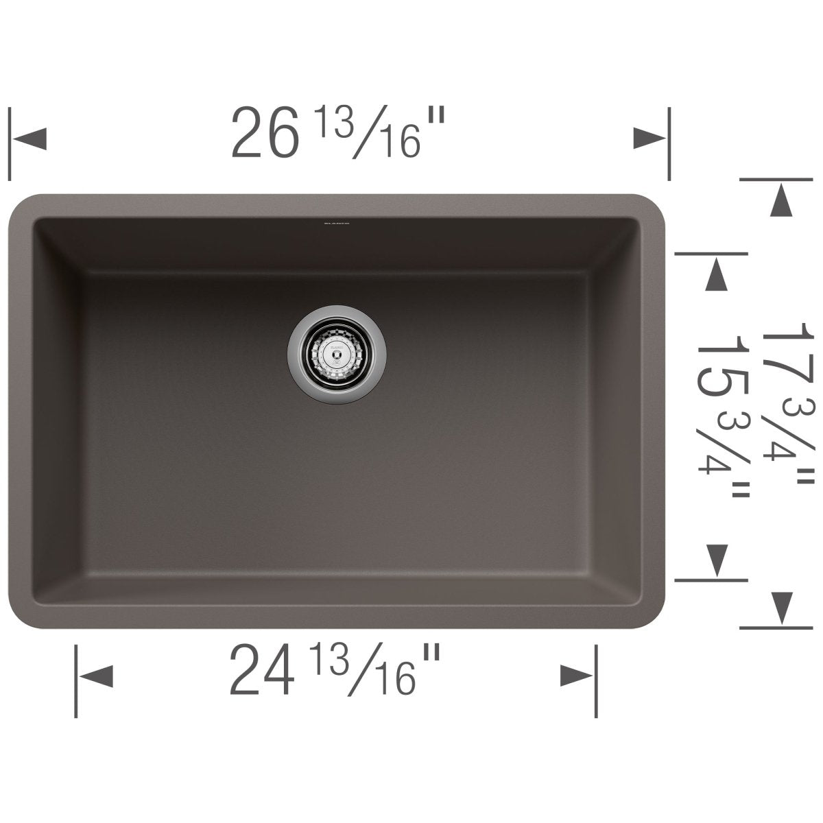 Blanco Precis 27 inch Single Bowl Silgranit Undermount Kitchen Sink - BUILDMYPLACE