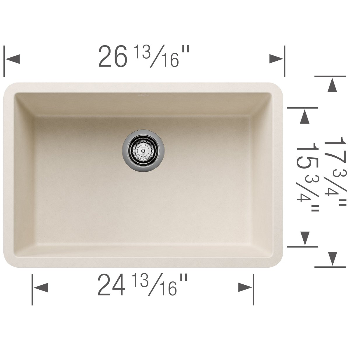 Blanco Precis 27 inch Single Bowl Silgranit Undermount Kitchen Sink - BUILDMYPLACE