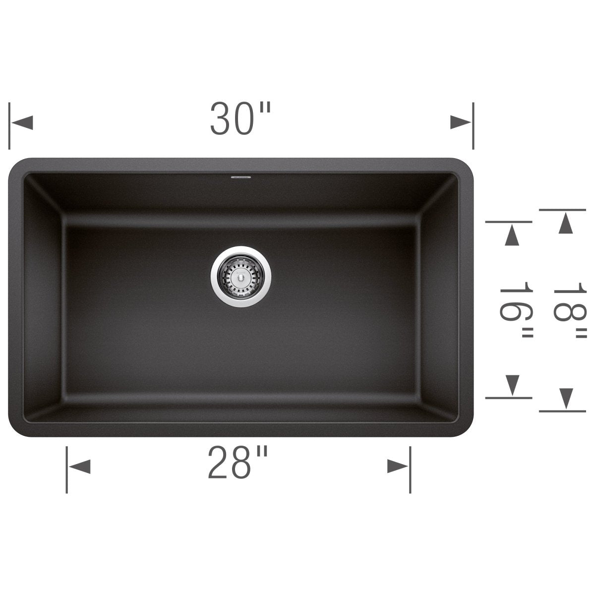 Blanco Precis 30 inch Single Bowl Silgranit Undermount Kitchen Sink - BUILDMYPLACE