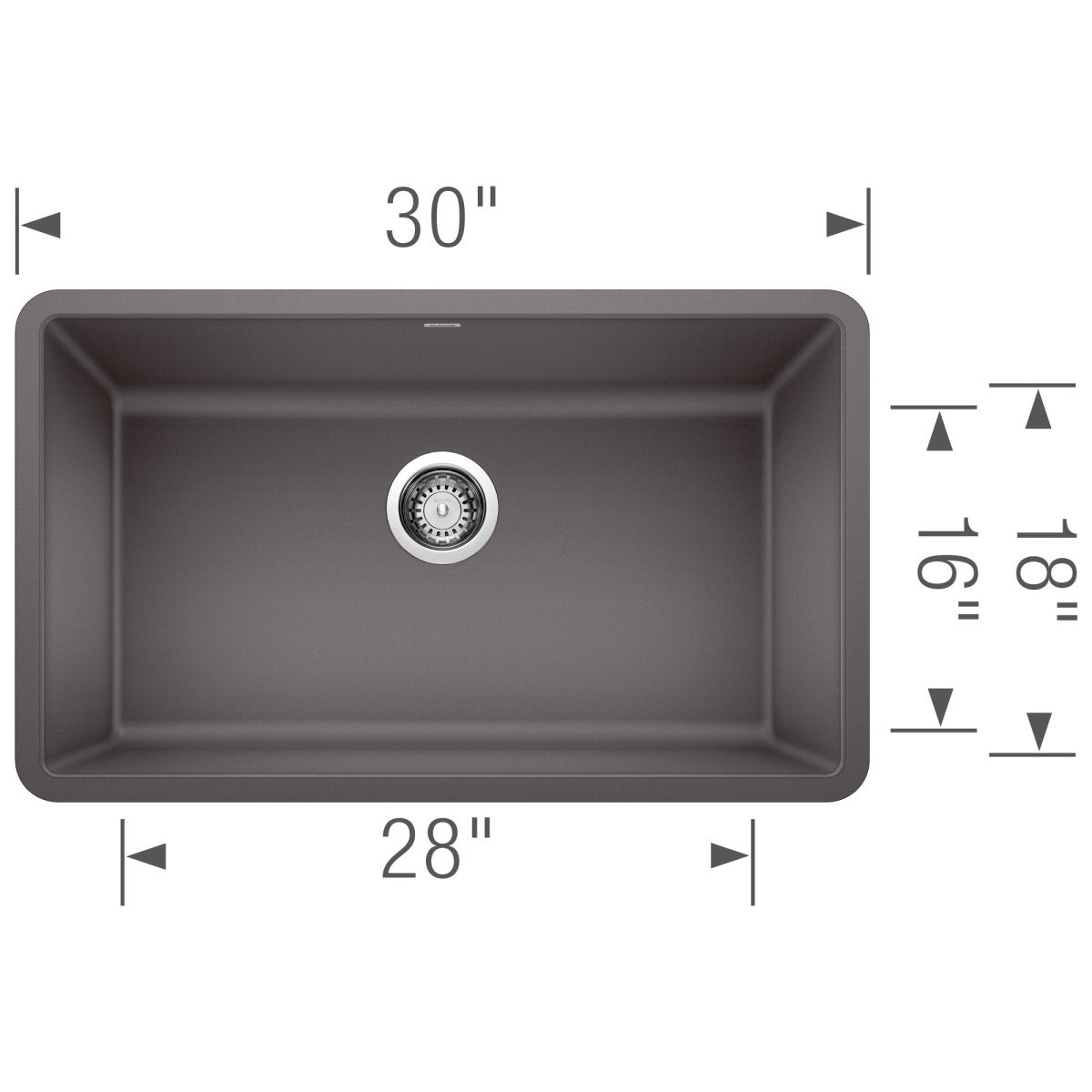 Blanco Precis 30 inch Single Bowl Silgranit Undermount Kitchen Sink - BUILDMYPLACE
