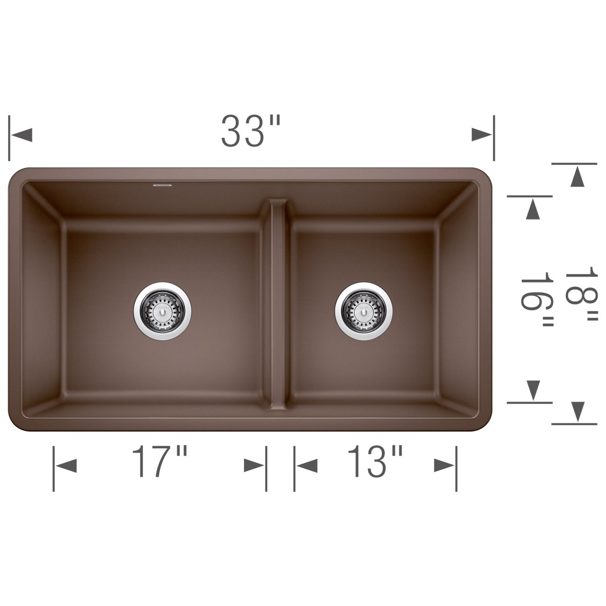 Blanco Precis 33 Inch Reversible Double Bowl Undermount Kitchen Sink with Low Divide - 60/40 - BUILDMYPLACE