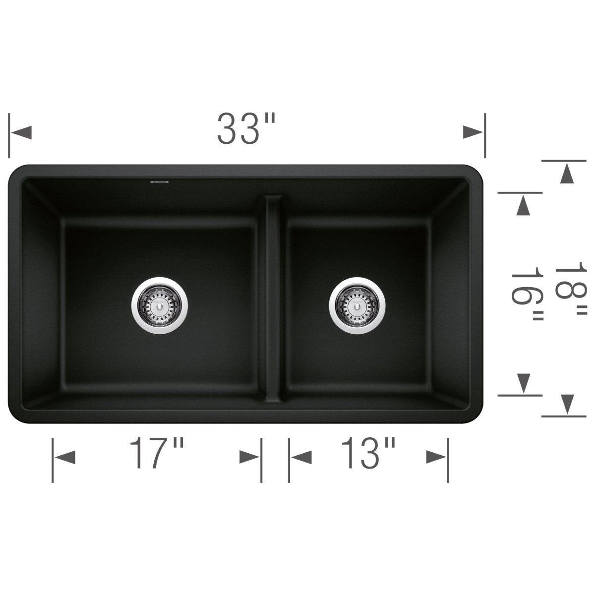 Blanco Precis 33 Inch Reversible Double Bowl Undermount Kitchen Sink with Low Divide - 60/40 - BUILDMYPLACE