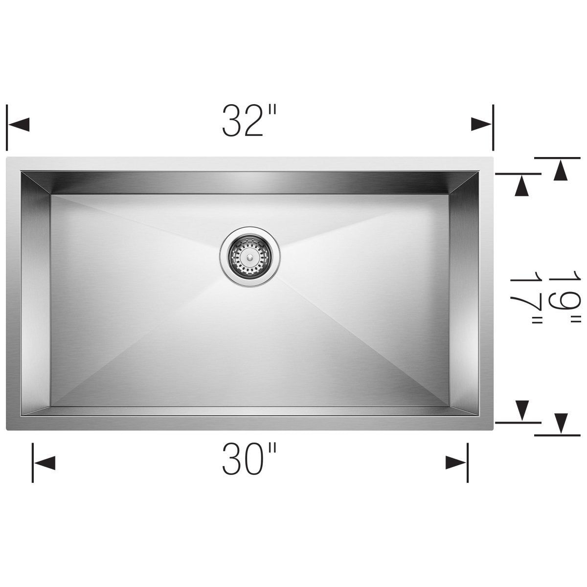Blanco Precision 32 Inch R0 Stainless Steel Single Bowl Bar Undermount Kitchen Sink - BUILDMYPLACE