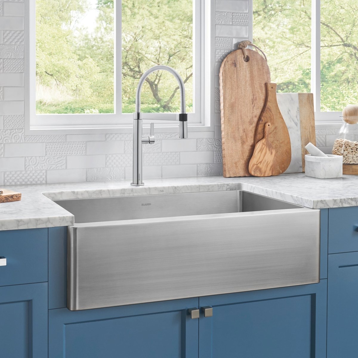 Blanco Quatrus R15 Apron 32 x 19 x 9 Inch Super Single Farmhouse Kitchen Sink - BUILDMYPLACE