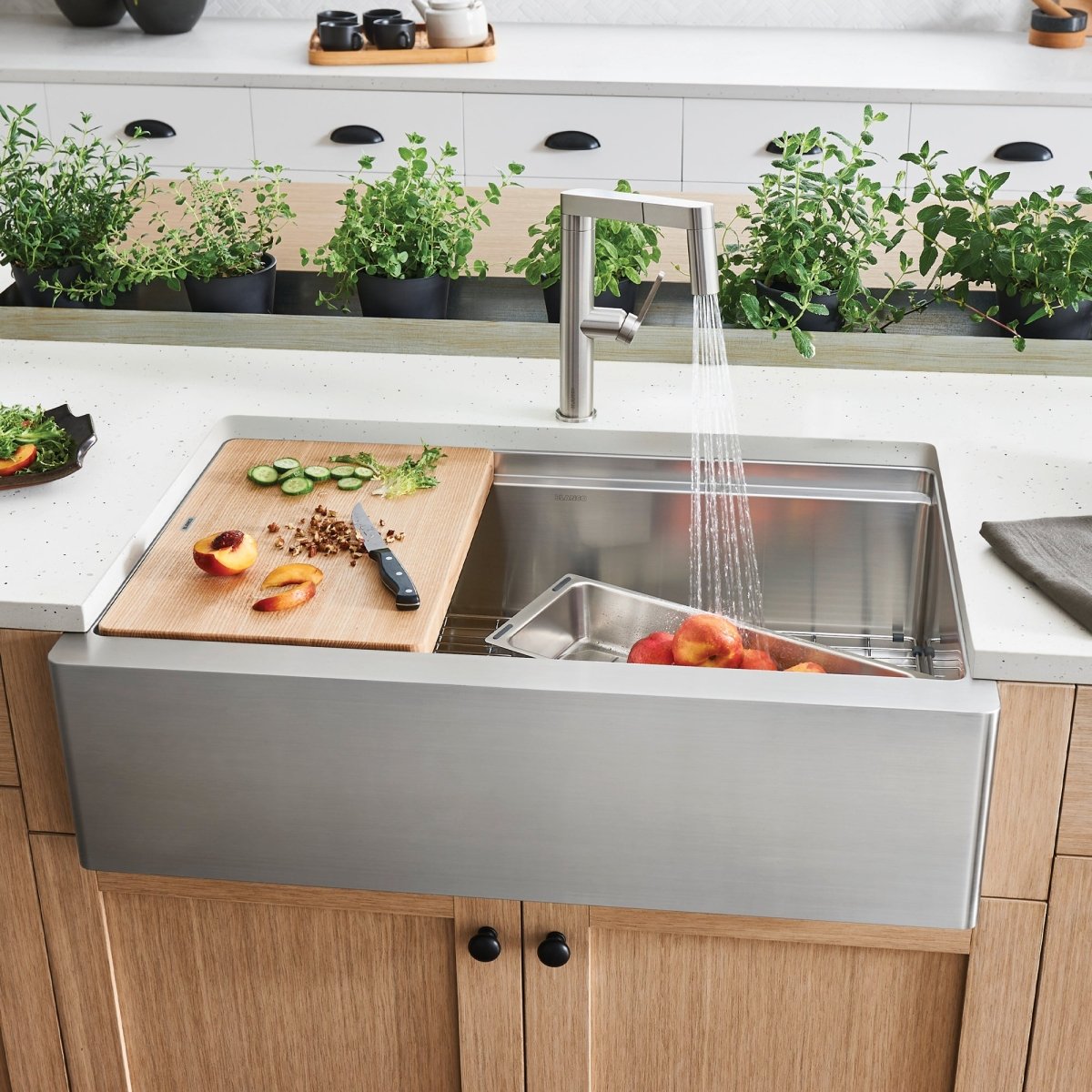 Blanco Quatrus R15 Ergon 33 Inch Apron Super Single Stainless Steel Farmhouse Kitchen Sink - BUILDMYPLACE
