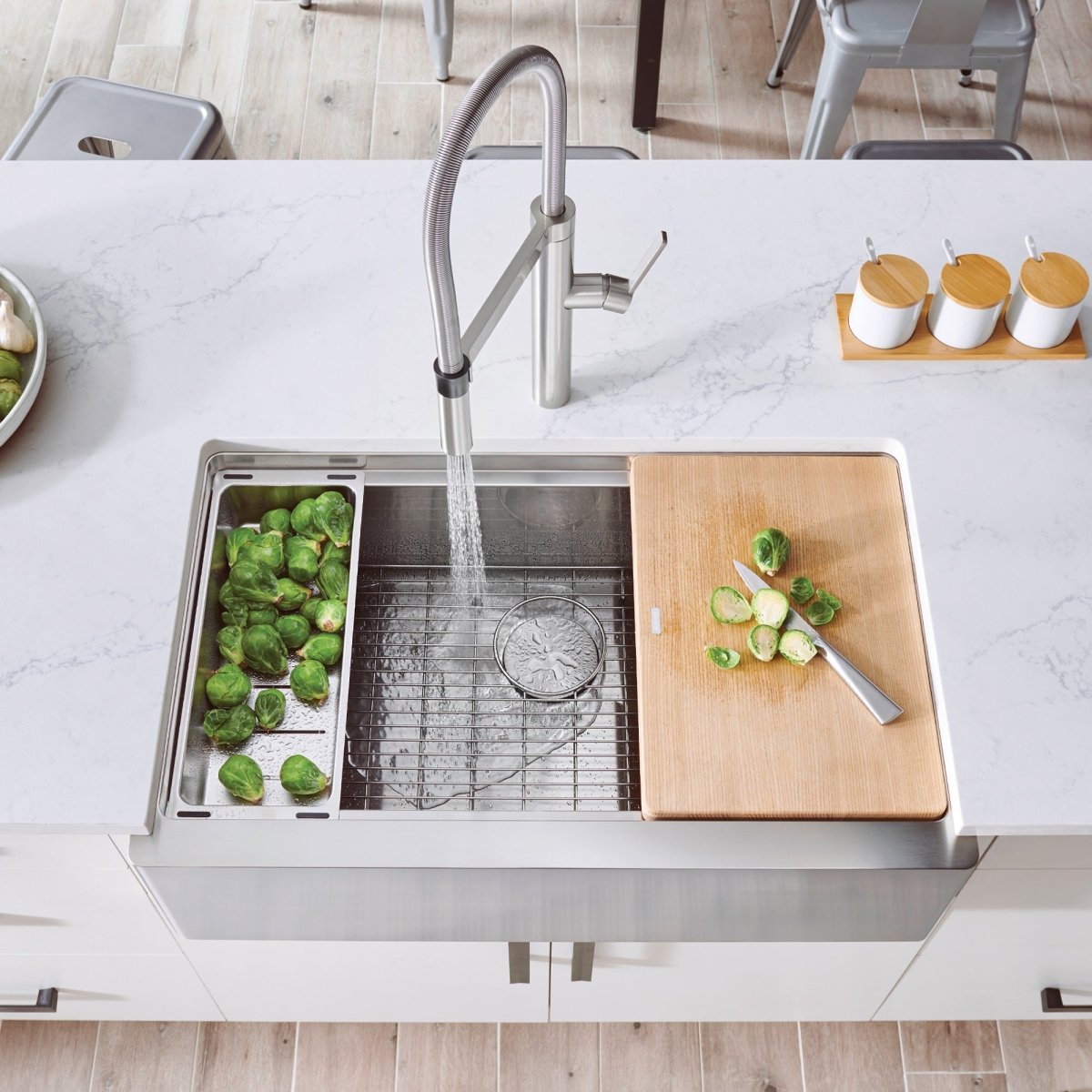 Blanco Quatrus R15 Ergon 33 Inch Apron Super Single Stainless Steel Farmhouse Kitchen Sink - BUILDMYPLACE