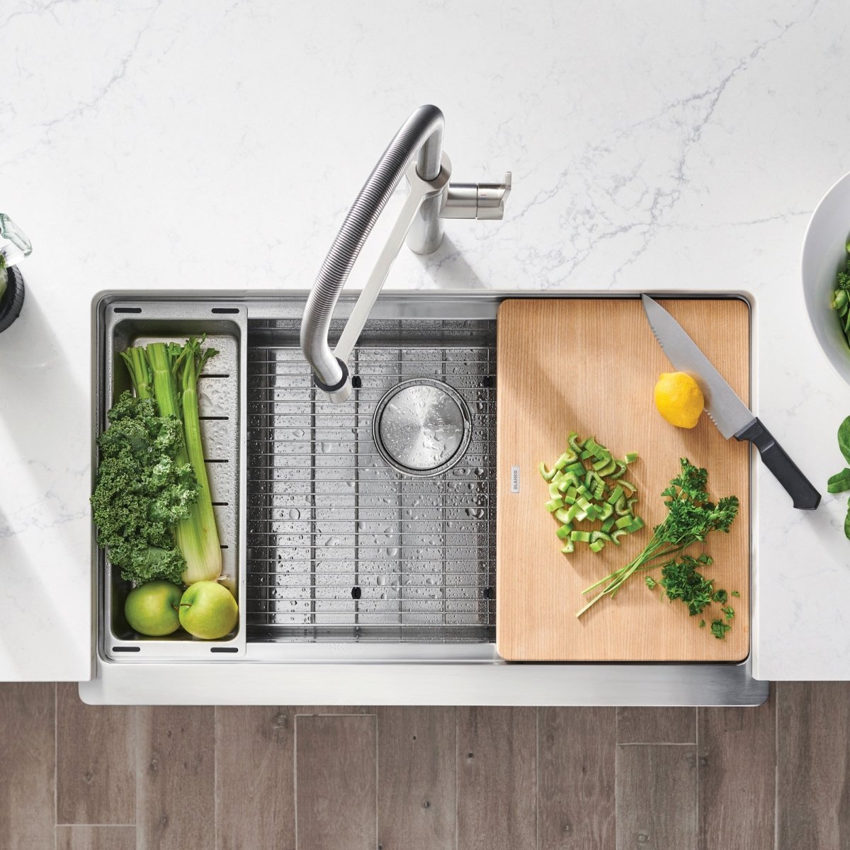 Blanco Quatrus R15 Ergon 33 Inch Apron Super Single Stainless Steel Farmhouse Kitchen Sink - BUILDMYPLACE