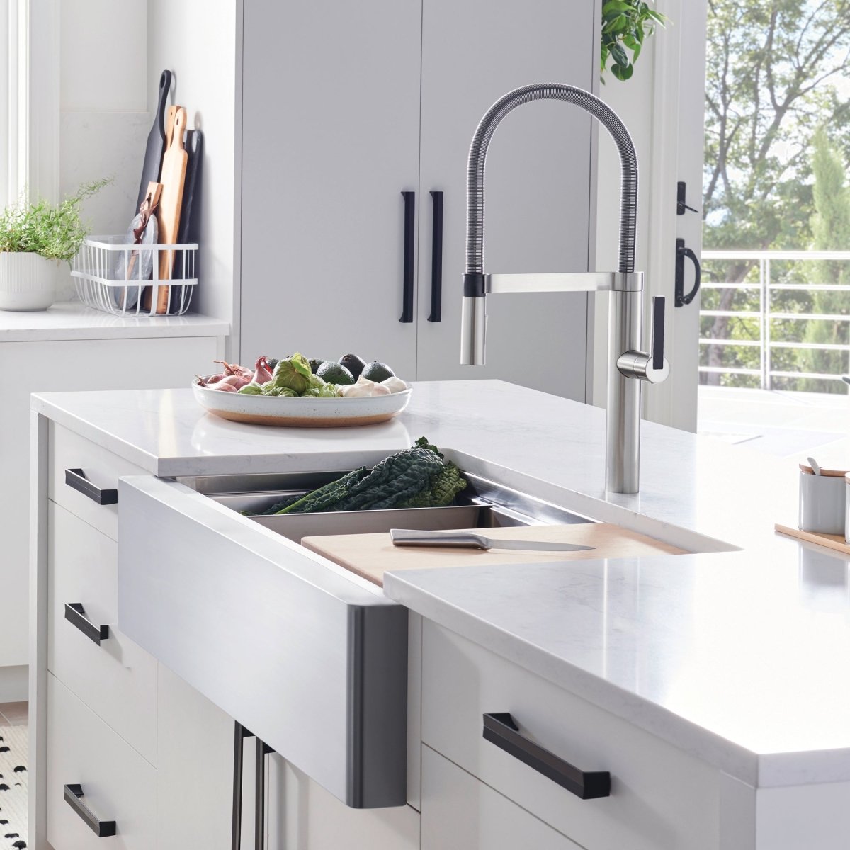 Blanco Quatrus R15 Ergon 33 Inch Apron Super Single Stainless Steel Farmhouse Kitchen Sink - BUILDMYPLACE