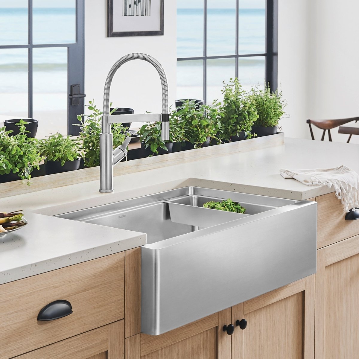 Blanco Quatrus R15 Ergon 33 Inch Apron Super Single Stainless Steel Farmhouse Kitchen Sink - BUILDMYPLACE