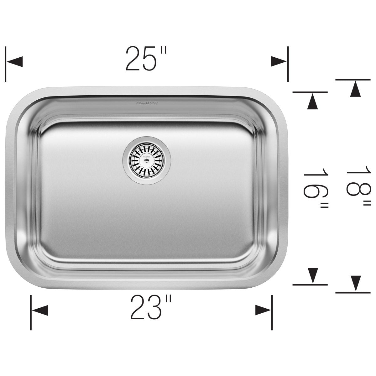 Blanco Stellar 25 Inch Stainless Steel Undermount Kitchen Sink - BUILDMYPLACE