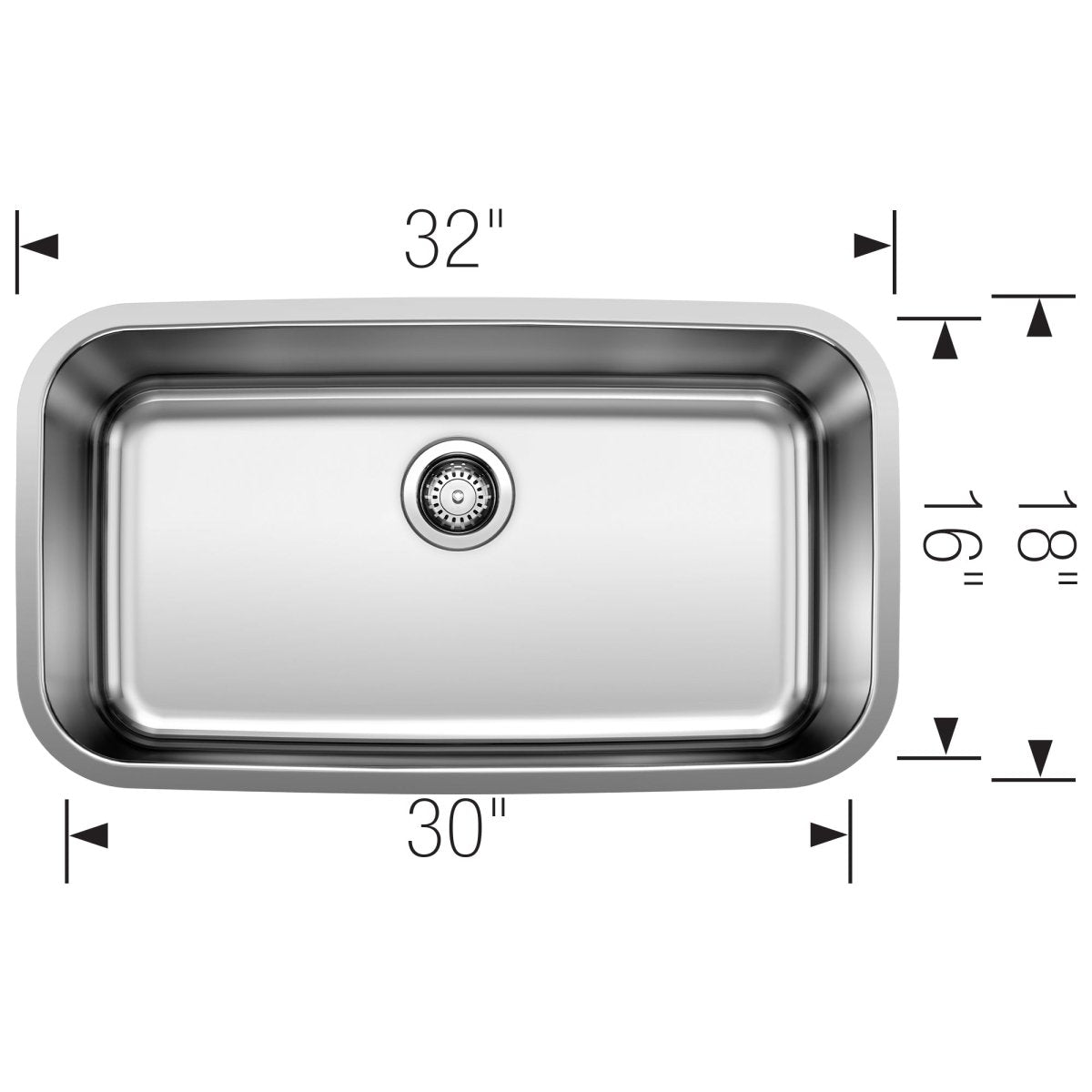 Blanco Stellar 32 Inch Heat & Stain Resistant Stainless Steel Undermount Kitchen Sink - BUILDMYPLACE