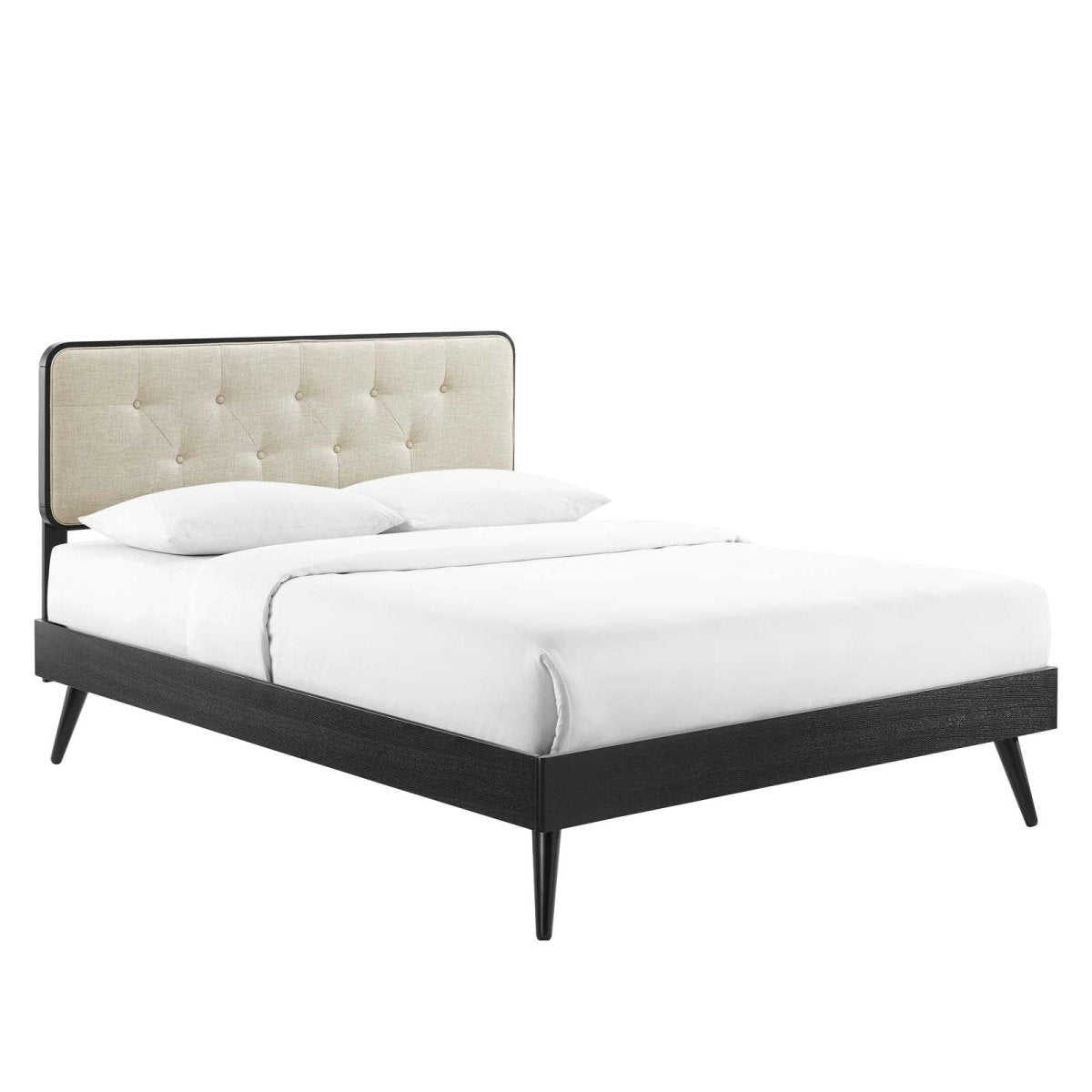 Bridgette Full Wood Platform Bed With Splayed Legs - BUILDMYPLACE