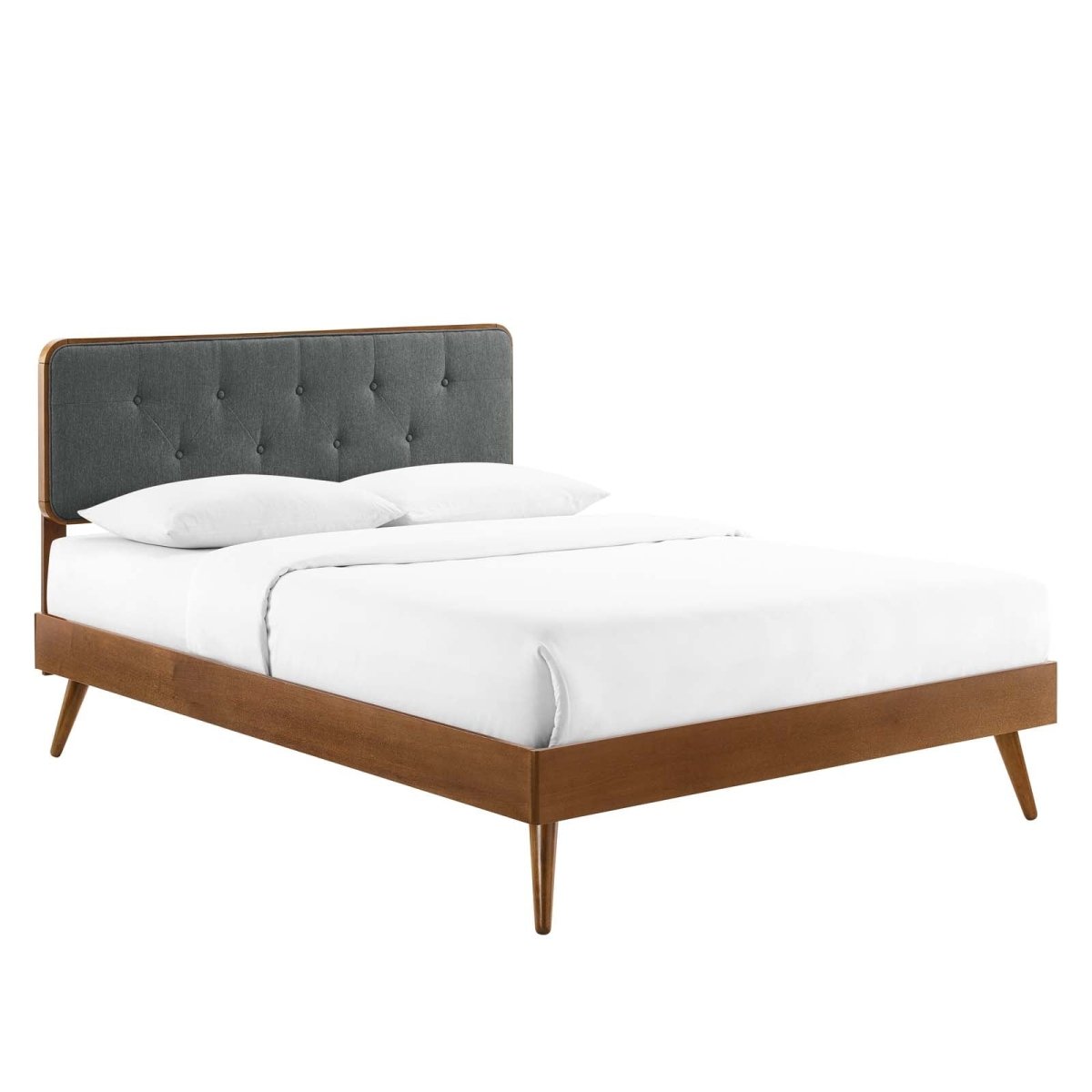 Bridgette Full Wood Platform Bed With Splayed Legs - BUILDMYPLACE