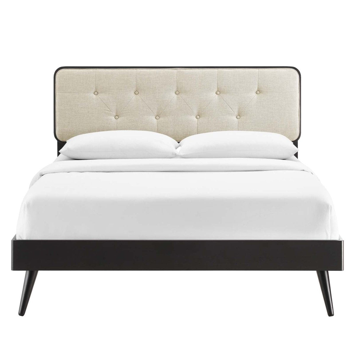 Bridgette Full Wood Platform Bed With Splayed Legs - BUILDMYPLACE
