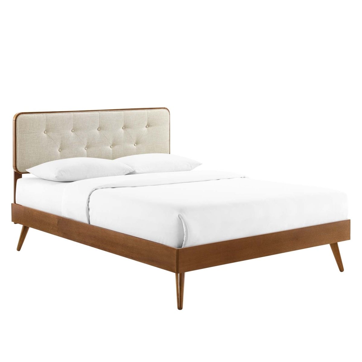 Bridgette Twin Wood Platform Bed With Splayed Legs - BUILDMYPLACE