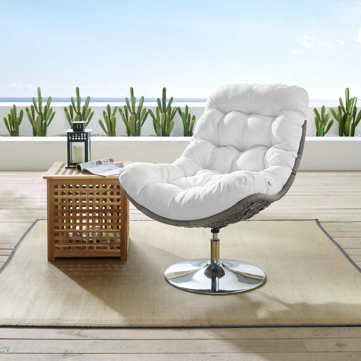 Brighton Wicker Rattan Outdoor Patio Swivel Lounge Chair - BUILDMYPLACE