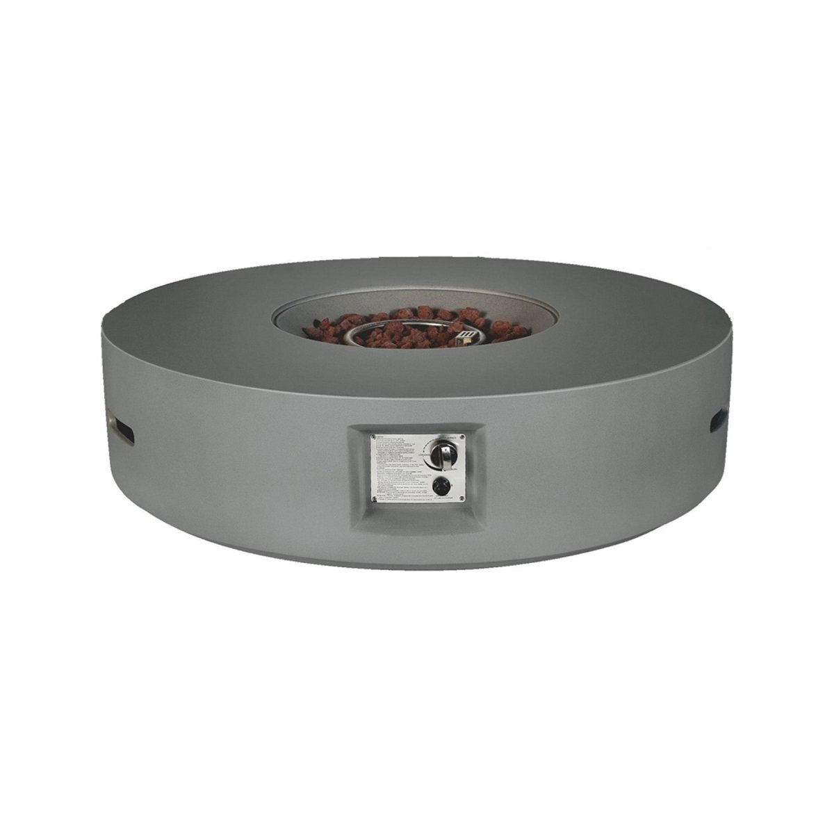 Brillare Outdoor Round Light Grey Gas Fire Pit Table w/ Round Burner Kit - BUILDMYPLACE