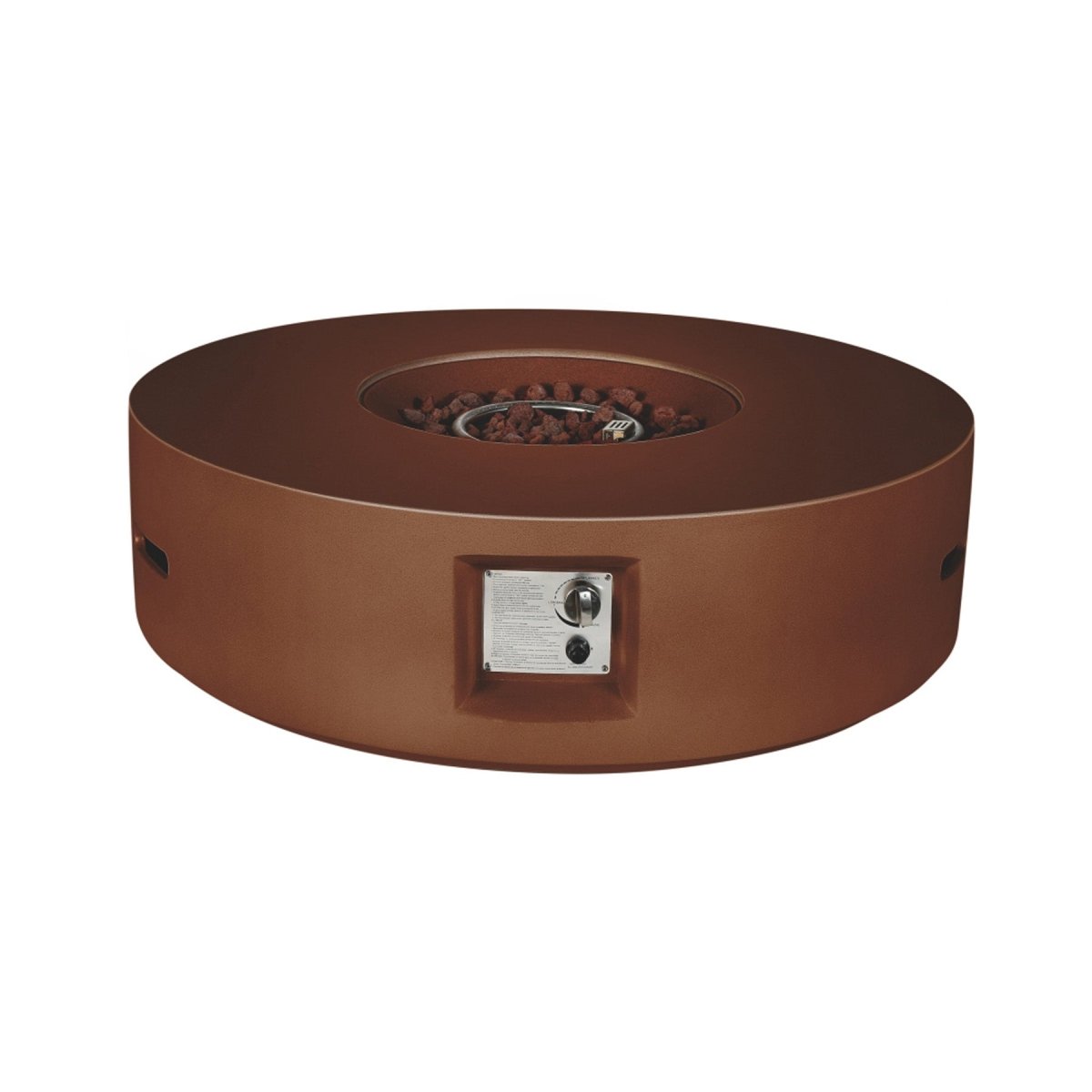 Brillare Outdoor Round Rustic Brown Gas Fire Pit Table w/ Round Burner Kit - BUILDMYPLACE