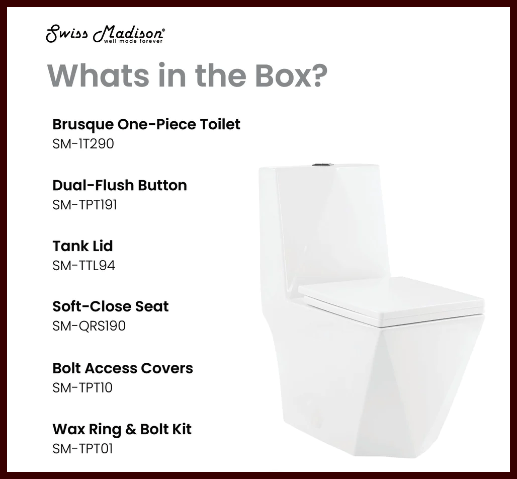 Brusque One - Piece Square Gem Cut Toilet Dual - Flush 1.1/1.6 gpf - BUILDMYPLACE