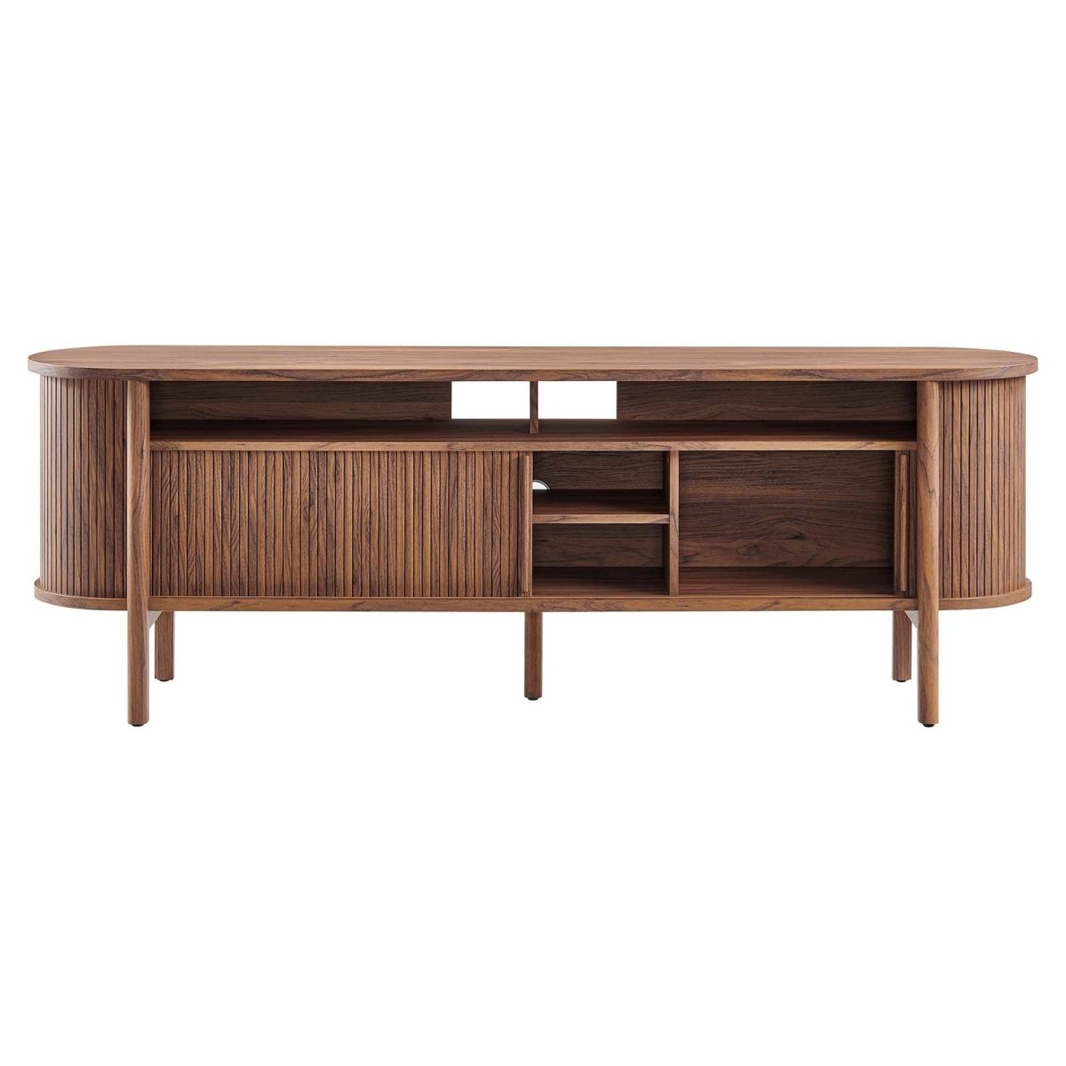 Cadence 71" Curved TV Stand - Walnut - BUILDMYPLACE