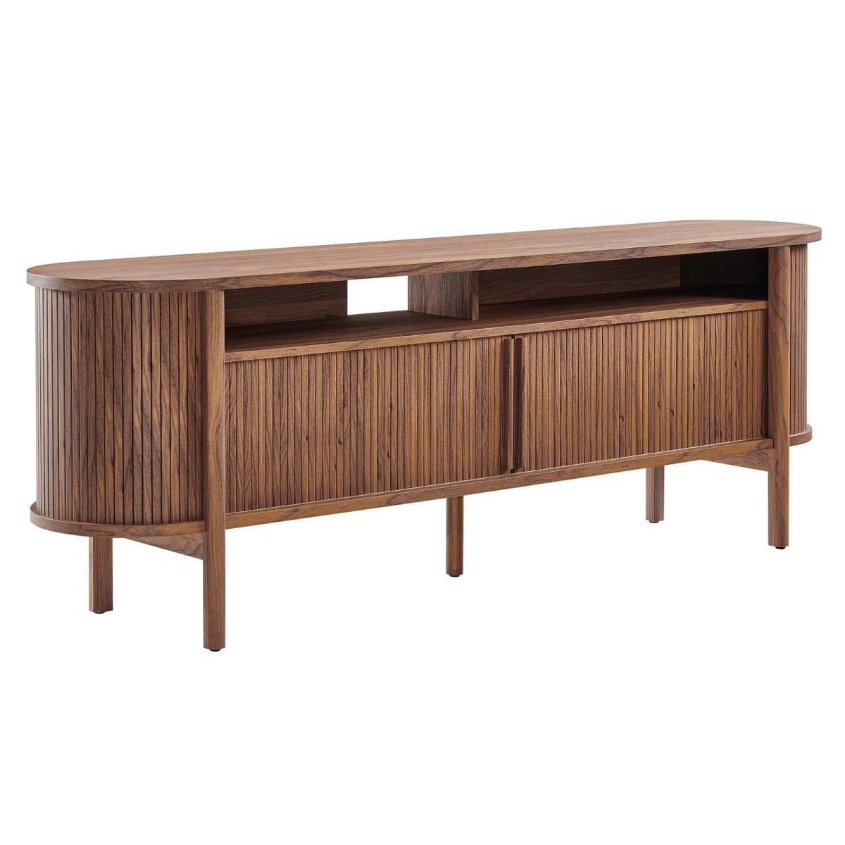 Cadence 71" Curved TV Stand - Walnut - BUILDMYPLACE