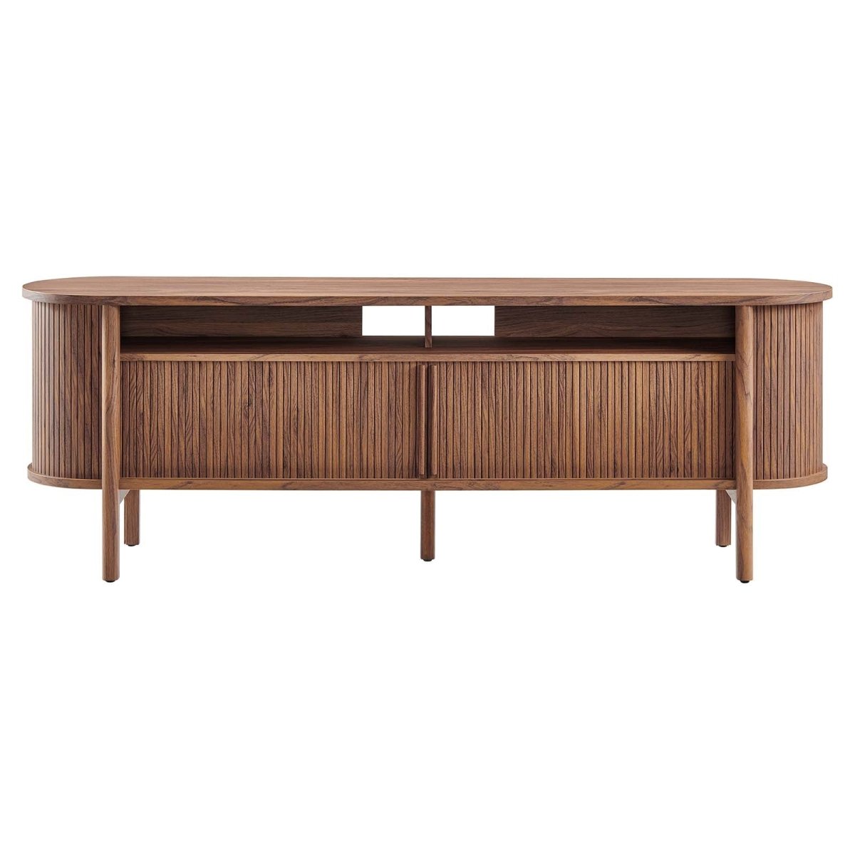 Cadence 71" Curved TV Stand - Walnut - BUILDMYPLACE