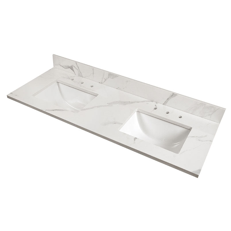 Calacatta Nowy Vanity Top With Sink - 61X22X2 cm - BUILDMYPLACE