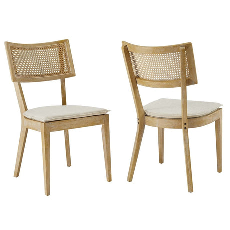 Caledonia Fabric Upholstered Wood Dining Chair Set of 2 - BUILDMYPLACE