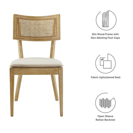 Caledonia Fabric Upholstered Wood Dining Chair Set of 2 - BUILDMYPLACE