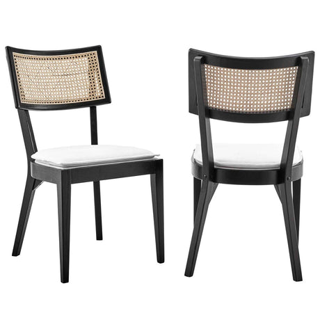 Caledonia Fabric Upholstered Wood Dining Chair Set of 2 - BUILDMYPLACE