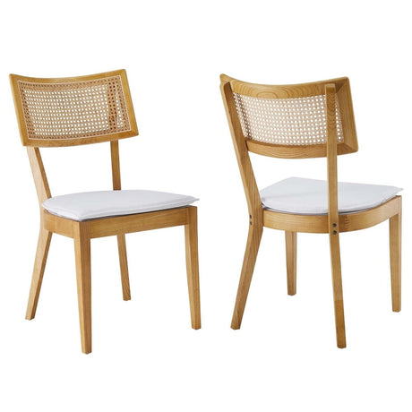 Caledonia Fabric Upholstered Wood Dining Chair Set of 2 - BUILDMYPLACE