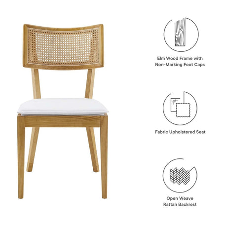 Caledonia Fabric Upholstered Wood Dining Chair Set of 2 - BUILDMYPLACE