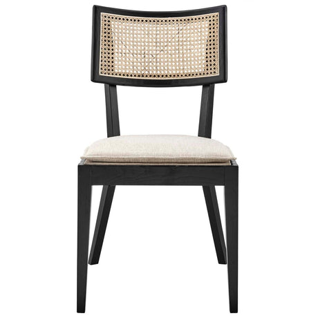 Caledonia Fabric Upholstered Wood Dining Chair Set of 2 - BUILDMYPLACE