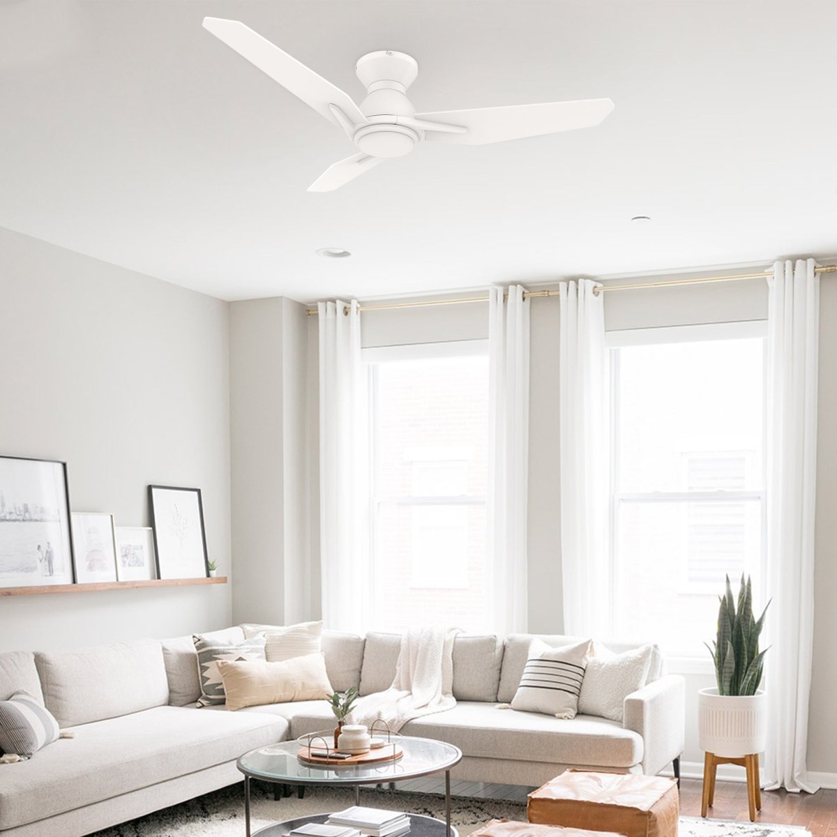 CALEN 48 inch 3 - Blade Flush Mount Smart Ceiling Fan with LED Light & Remote - LEDMyPlace