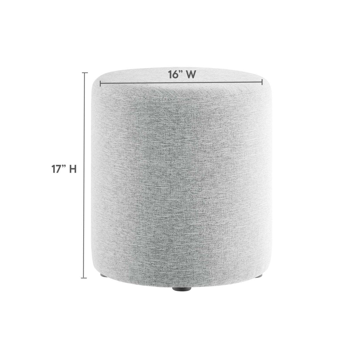 Callum 16" Round Woven Heathered Fabric Upholstered Ottoman - BUILDMYPLACE