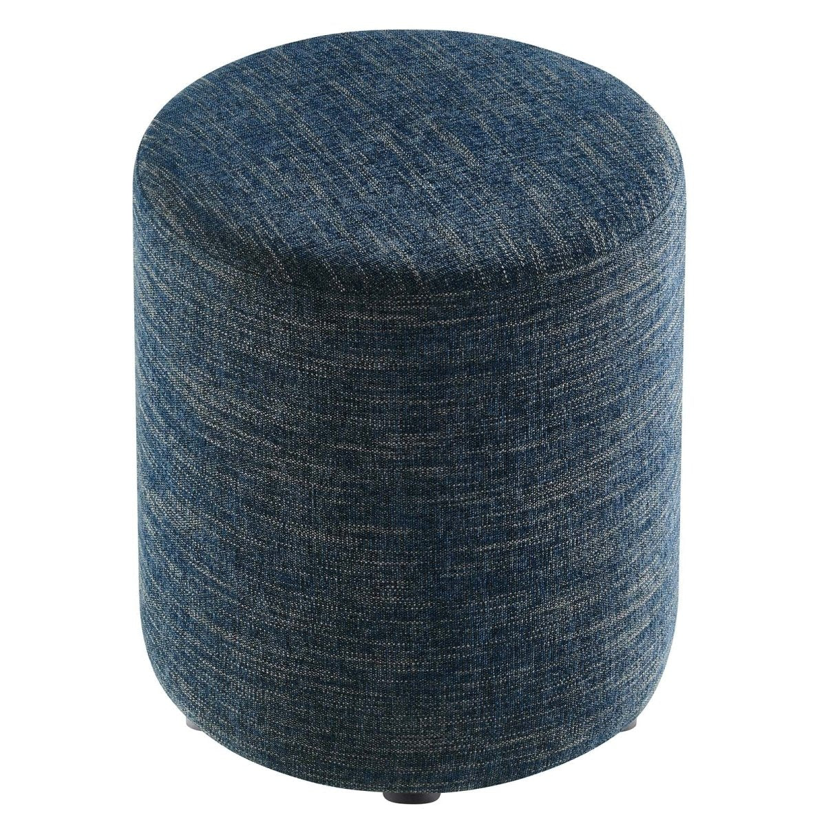 Callum 16" Round Woven Heathered Fabric Upholstered Ottoman - BUILDMYPLACE